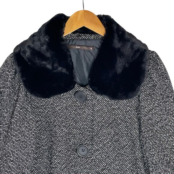 ANTHROPOLOGIE HAZEL Women’s Vintage Style Faux Fur Collar Pea Coat - Picture 2 of 6